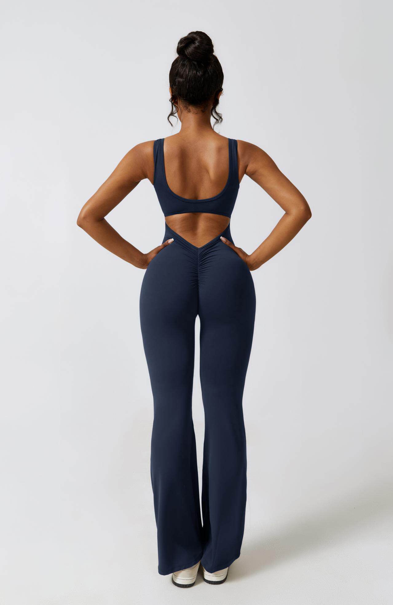 Tuta intera da yoga svasata senza schienale - (Blu badge)